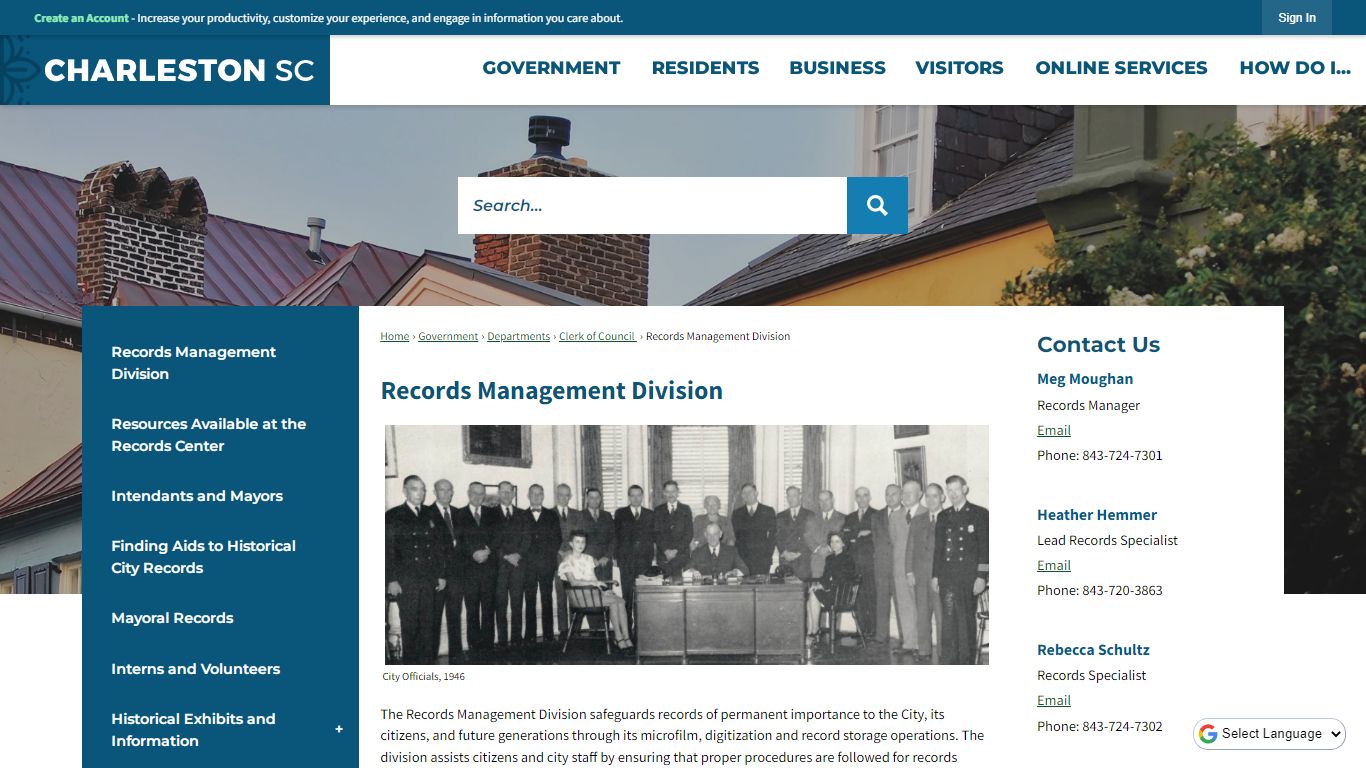 Records Management Division | Charleston, SC - Official Website